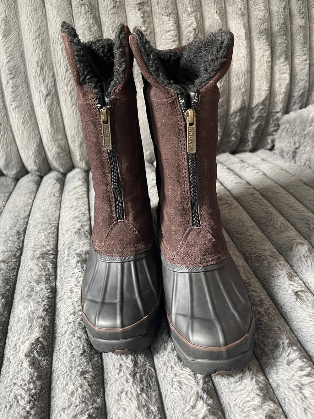 Khombu Brown and Black Women's Winter Rain Boots